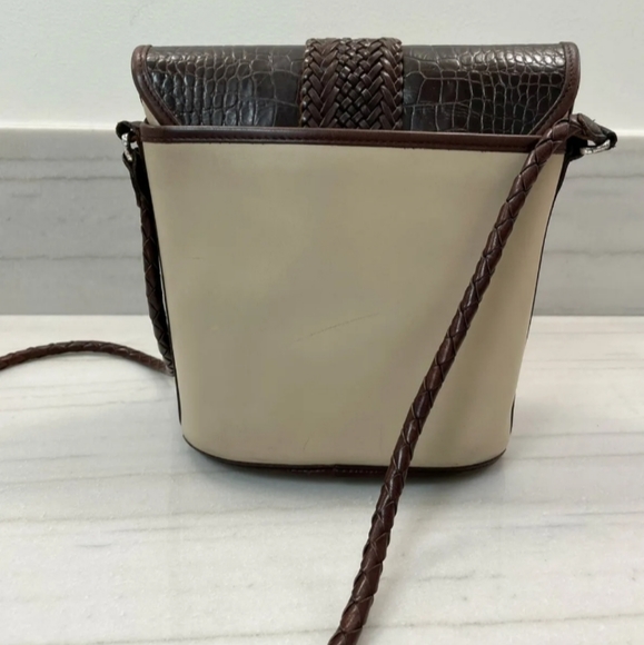 Brighton Celtic Leather Brown Bone Croc Womens Crossbody Silver Plate New - Picture 6 of 11